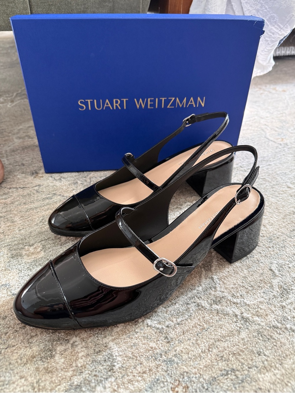 Stuart Weitzman Black Kenna Slingback 45